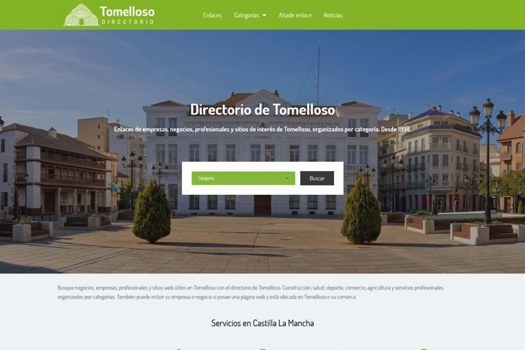Captura de pantalla del Directorio de Tomelloso