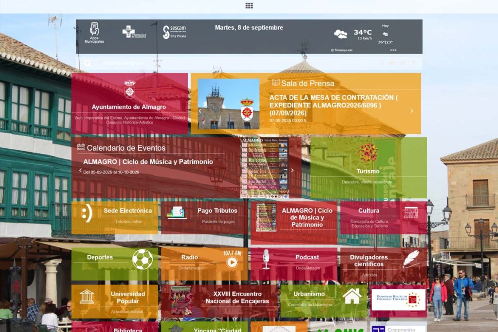 Captura de pantalla de la web del Ayuntamiento de Almagro